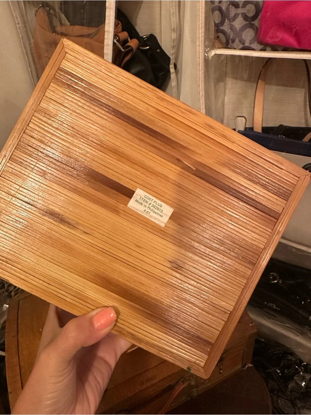 Vintage Bamboo Inlay Decorative Storage Boxes - Set of 2